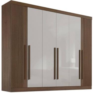 Imagem de Guarda Roupa Da Vinci Plus Ripado Castanho Off White 6 Portas 6 Gavetas D?doro