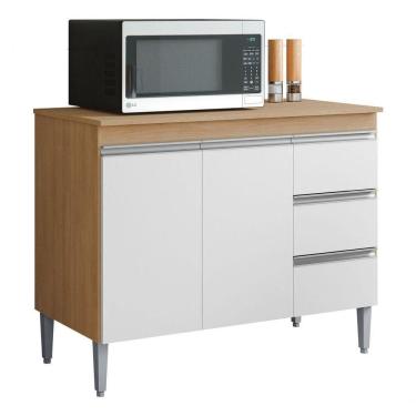 Imagem de Balcão Gabinete C/tampo Andreia 100cm Amendoa/bco Cor Amêndoa/branco
