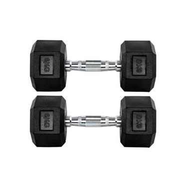 Imagem de Par Halteres 6kg + 6kg Dumbbell Sextavado Emborrachado Pegada Cromada Gallant (GDB06F3B-PT)