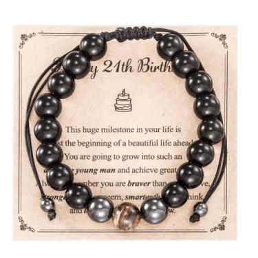 Imagem de AHAETH Presentes de aniversário de 21 anos para ele, irmão, namorado, masculino, joia de aniversário de 21 anos, pulseira de feliz aniversário de 21 anos