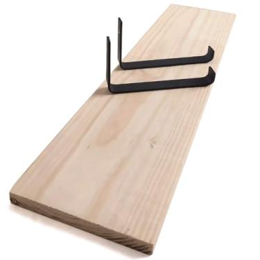 Imagem de Kit 2 Prateleira Industrial Com Mão francesa de ferro invertida Nicho Decoração rustica(1 Prateleira Natural,40 Centimetros)