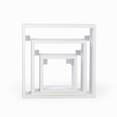 Imagem de Kit Prateleiras Nichos Quadrados Flutuantes Tamanhos Variados 40x40 30x30 20x20 MDF MARITIMO Resistente a Umidade Acompanha Kit Montagem (BRANCO)