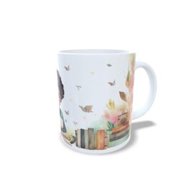 Imagem de Caneca de Cerâmica 325ml Dia dos Professores, Design Floral com Ilustração, Branca (14115)