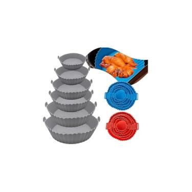 Imagem de Conjunto 6 Formas de Silicone Redondas com Alças, Coloridas Sortidas, Resistente até 220°C, para Forno, Micro-ondas, Air Fryer e Freezer, 182g