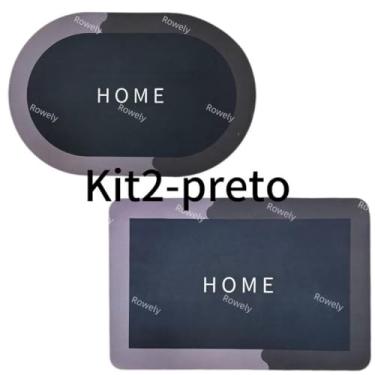 Imagem de Kit Tapetes Antiderrapantes e Absorventes, Tapetes de Banheiro de Secagem Rápida e Capachos(Kit2-preto)