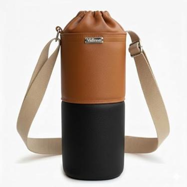 Imagem de Bolsa Térmica (CARAMELO COM PRETO) RAMIERE para Garrafa de 1,5 LITROS ml em Couro Sintético - Coleção Cores VERÃO 2026
