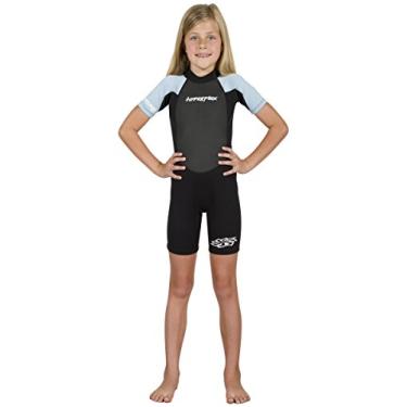 Imagem de Macacão infantil Hyperflex Access infantil e juvenil 2 mm com zíper na parte de trás – macacão infantil quente e confortável com neoprene elástico em 4 direções e proteção SPF – gola ajustável e estrutura com trava plana, Light Blue, 2