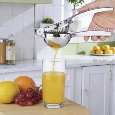 Imagem de Espremedor Manual de Frutas Cítricas em Aço Inox, Extrator de Limão e Laranja com Filtro, Resistente e Ergonômico