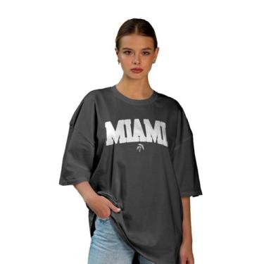 Imagem de Camiseta Oversized Estampada Miami Unissex Algodão Manga 3/4 - Zoe Str