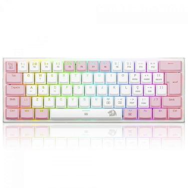 Imagem de Teclado Mecânico Gamer Redragon Anivia, RGB, Low-Profile, Switch Blue, ABNT2, Branco/Rosa - Branco-Unissex
