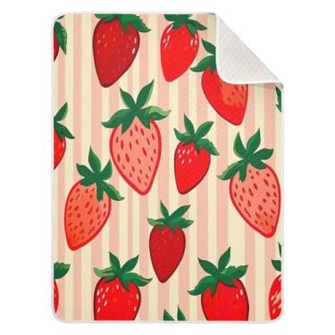 Imagem de Blueangle Cobertores de bebê com padrão de morango para cochilo de carrinho de bebê, 76 x 101 cm, cobertores aconchegantes e macios unissex para meninos, meninas, crianças, bebês (38)