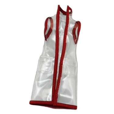 Imagem de menolana Capa de chuva em escala 1/12, modelo de jaqueta longa para boneca, acessório para figura de ação, roupa de chuva moderna em PVC para bonecas, Colete Transparente