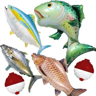 Imagem de Balões de peixe realistas Balões de pesca de atum para pesca, decorações de festa de aniversário, festa temática de pesca