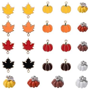 Imagem de 24 pingentes de outono, pingentes de folha de bordo, brincos de abóbora para fazer outono, artesanato, pulseira, colar, decoração de Ação de Graças, para brinco, colar de joias