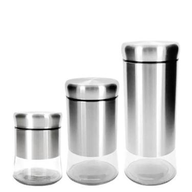 Imagem de Potes Herméticos Facile Vidro/Inox 420/640/870ml - FWB