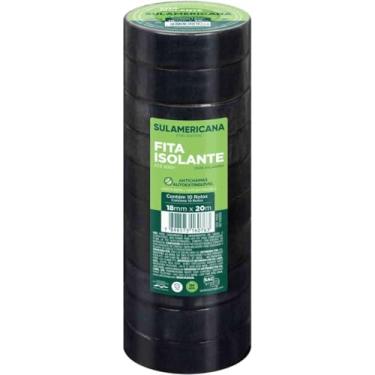 Imagem de Fita Isolante, Sulamericana, 18 mm x 20 m, Anti-Chama, Pacote com 10