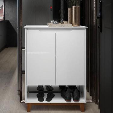 Imagem de Aparador Sapateira Sala Hall Flow 2 Portas Pés Madeira - EJ Móveis, Br