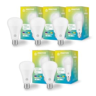 Imagem de Kit 5 Smart Lâmpada Wi-Fi RGB+ Positivo Casa Inteligente E27 10W 1100 LM RGB 2700K/6500K Wi-fi