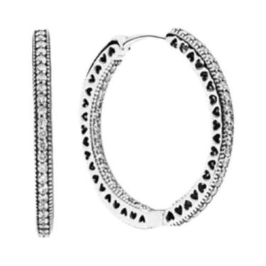 Imagem de Brincos De Argola Femininos Em Prata 925 Com Flor Azul E Pingente Em F