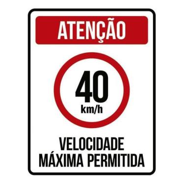 Imagem de Kit 5 Placa Acm Velocidade Máxima 40Km Máximo 18X23 - Sinalizo