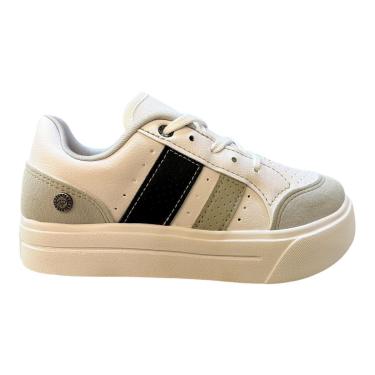 Imagem de Tenis Infantil Menino Kidy Conforto Retrô Listras Básico Plataforma 45700017632 Branco-Masculino