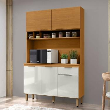 Imagem de Cozinha Compacta Liz 5 Portas 1 Gaveta Cinamomo/Off White - Mx Móveis