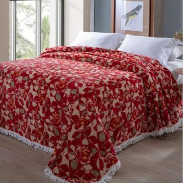 Imagem de Colcha Chenille Jolitex Com Franja Rafaella Vermelho 220x240cm