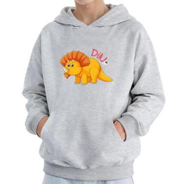 Imagem de Moletom Infantil Canguru Menino Algodão Estampa Dino - Samcro, Cinza, 