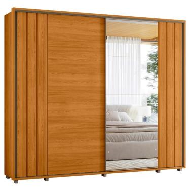 Imagem de Guarda Roupa Casal Mya Cinamomo Z10 2 Portas de Correr 8 Gavetas MDF Cinamomo Mpozenato