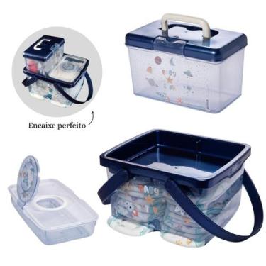 Imagem de Kit caixas organizadora farmácia + fraldas + porta lenço umedecido - m