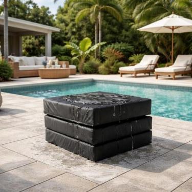 Imagem de Puff Versátil 3 Em 1 Solteiro Preto Multiuso Colchonete Viagem Corano 