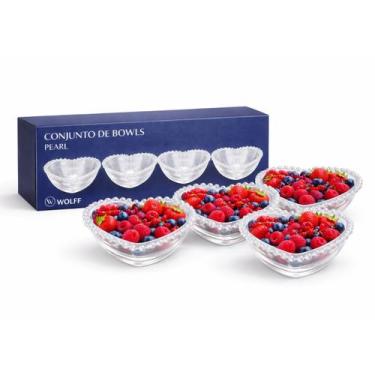Imagem de Conjunto De 4 Bowls Pearl Cristal Coração Decoração 12x10cm - Wolff