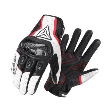 Imagem de Luvas De Couro Masculinas Para Motociclismo De Verão, Respiráveis, Par