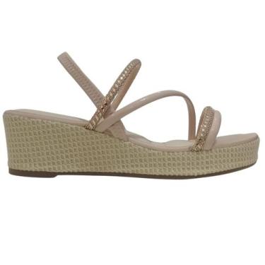 Imagem de Sandália Feminina Dakota Plataforma Strass e Salto Flatform, 39, Pêsse