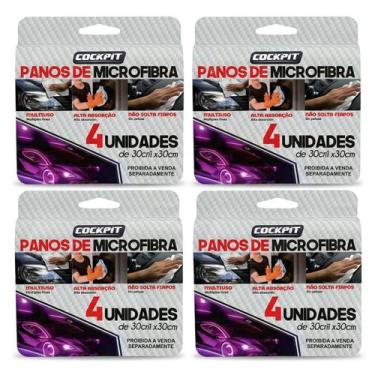 Imagem de Kit Panos Microfibra Cockpit 30x30 Cores Sortidas Para Casa Cozinha Ba