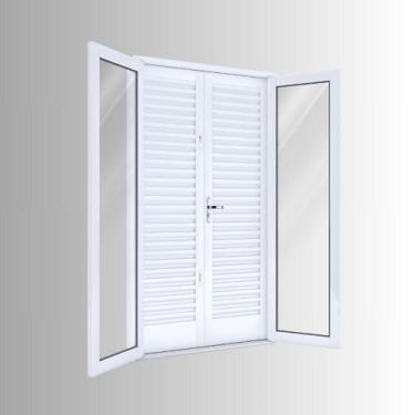 Imagem de Porta de Aço Balcão 215x120cm com Vidro 4 Folhas Facilita Lucasa Branc