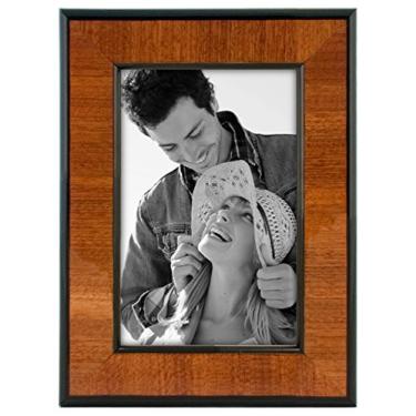 Imagem de Malden International Designs Moldura de madeira de nogueira Burl com borda preta, 10 x 15 cm, nogueira