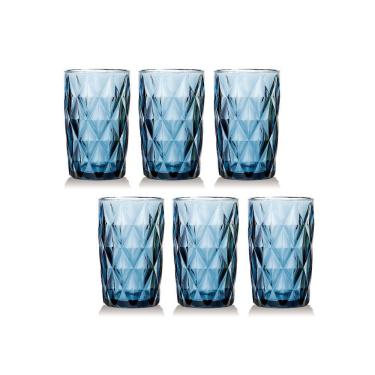 Imagem de Jogo de Copos Diamante Azul 350ML vidro Class Home