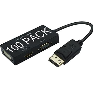 Imagem de BELIN LINK Pacote com 100 adaptador DP para HDMI VGA DVI Displayport para HDMI 4K Adaptador 3 em 1 Porta de exibição para HDMI VGA DVI