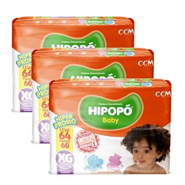 Imagem de Kit 3 Pacotes Fralda Descartável Infantil Hipopó Baby Hiper XG