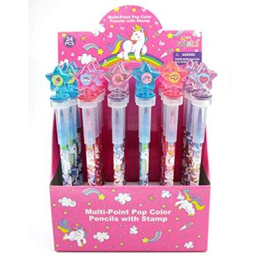 Imagem de TINYMILLS 24 peças de giz de cera empilhável de unicórnio com tampa de carimbo