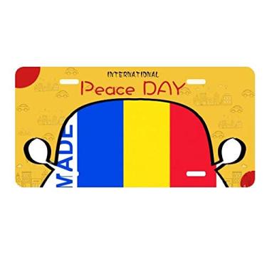 Imagem de DIYthinker Placa de licença Made in Romania Country Love para decoração de carro, dia da paz
