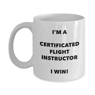 Imagem de Caneca de instrutor de voo certificado – I'm a Certificated Flight Instructor I win! – Copo de café divertido – Ideia de e Natal