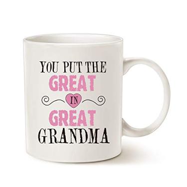 Imagem de Caneca de café MAUAG para o Dia das Mães Grandma You Put the Great in Great Grandma Best Birthday Gifts for Your Grandma Grandmother Cup branca, 325 ml