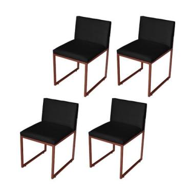 Imagem de Kit 4 Cadeiras Jantar Metálica Bronze Suede Vittar - Mafer - Móveis Ma