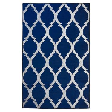 Imagem de Tapete Sala Decorativo 100X150 Cm Geometrico Arabesco Azul