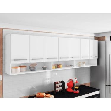 Imagem de Armario Suspenso de Parede 7 Portas Branco Luxemburgo Brienza Movelaria