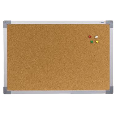 Imagem de Quadro de Aviso Cortiça Moldura Mdf Alumínio Soft STALO, 40x30