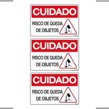 Imagem de Combo 3 Placas De Sinalização Cuidado Risco De Queda De Objetos 30x20 Ekomunike - S-226/2 F9e