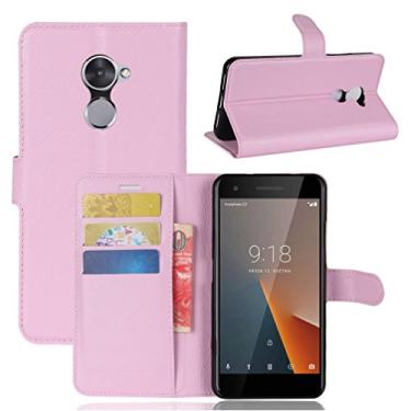 Imagem de Capa Vodafone smart V8, capa carteira flip de couro PU premium com compartimento para cartão, suporte e fecho magnético [capa interior à prova de choque de TPU] Compatível com Vodafone smart V8